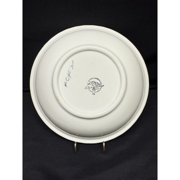 Vintage Blue Ridge 9.5" green briar Round Serving m Bowl Southern Pottery flower - Picture 4 of 8